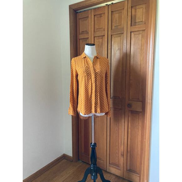 Per Se Yellow Polkadot Buttondown Shirt, Size S - Picture 1 of 7